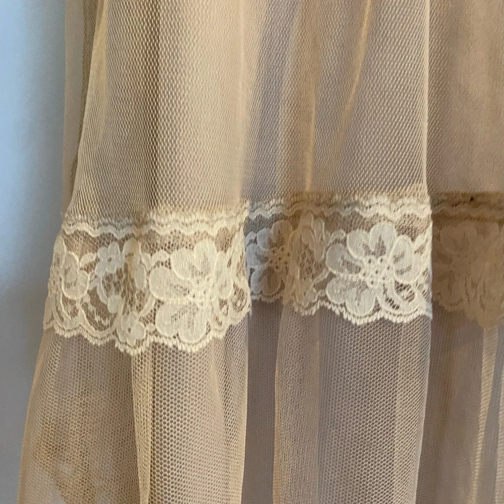 Vintage Tan Lace Detail Midi Skirt Size Small - Picture 10 of 10